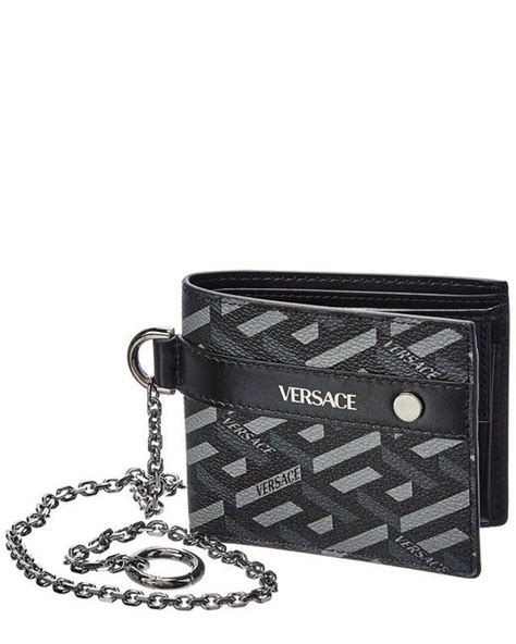 versace mens black leather wallet|versace signature for men.